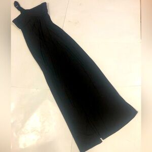 BCBG XS Dress Maxi Black Jewel Strap Back Zipper Front Slit Excellent Condition